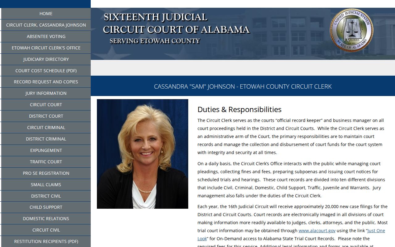 Etowah County Circuit Clerk records profile
