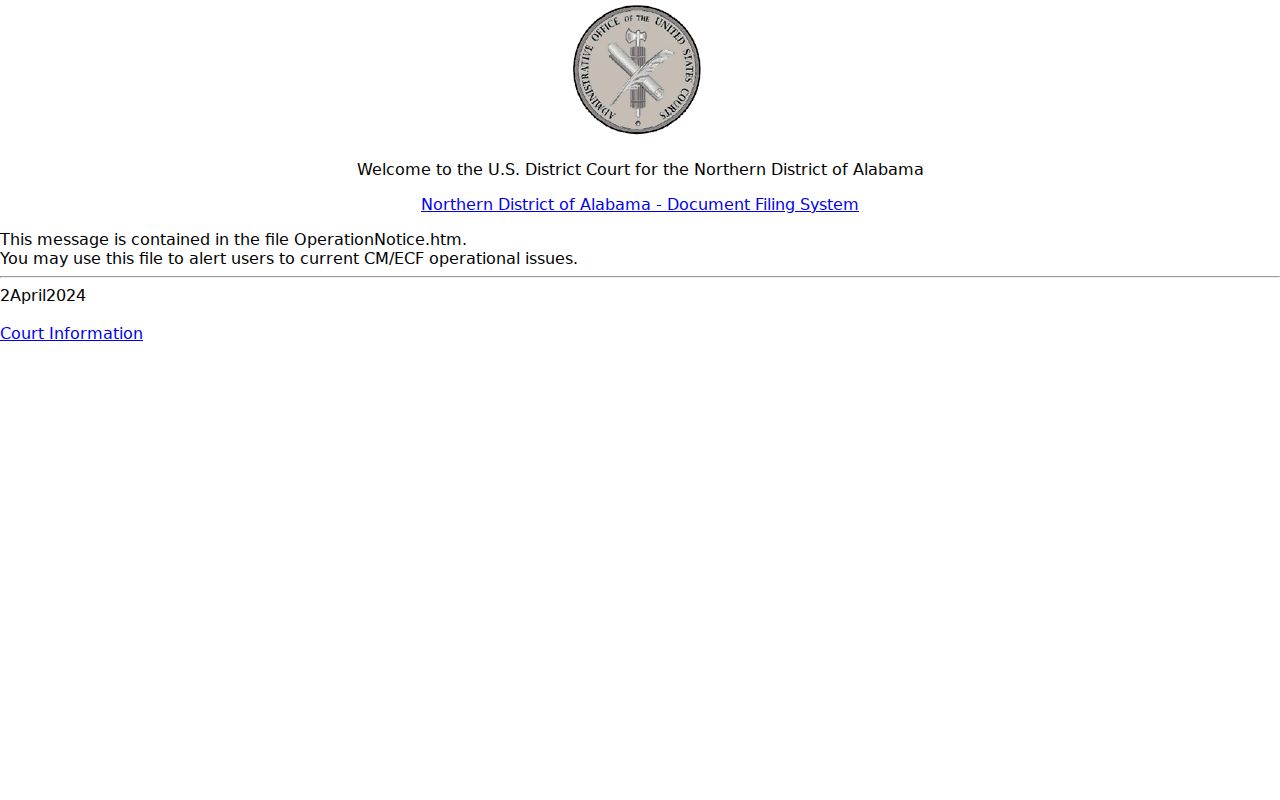 Etowah County court dockets Northern District CM ECF