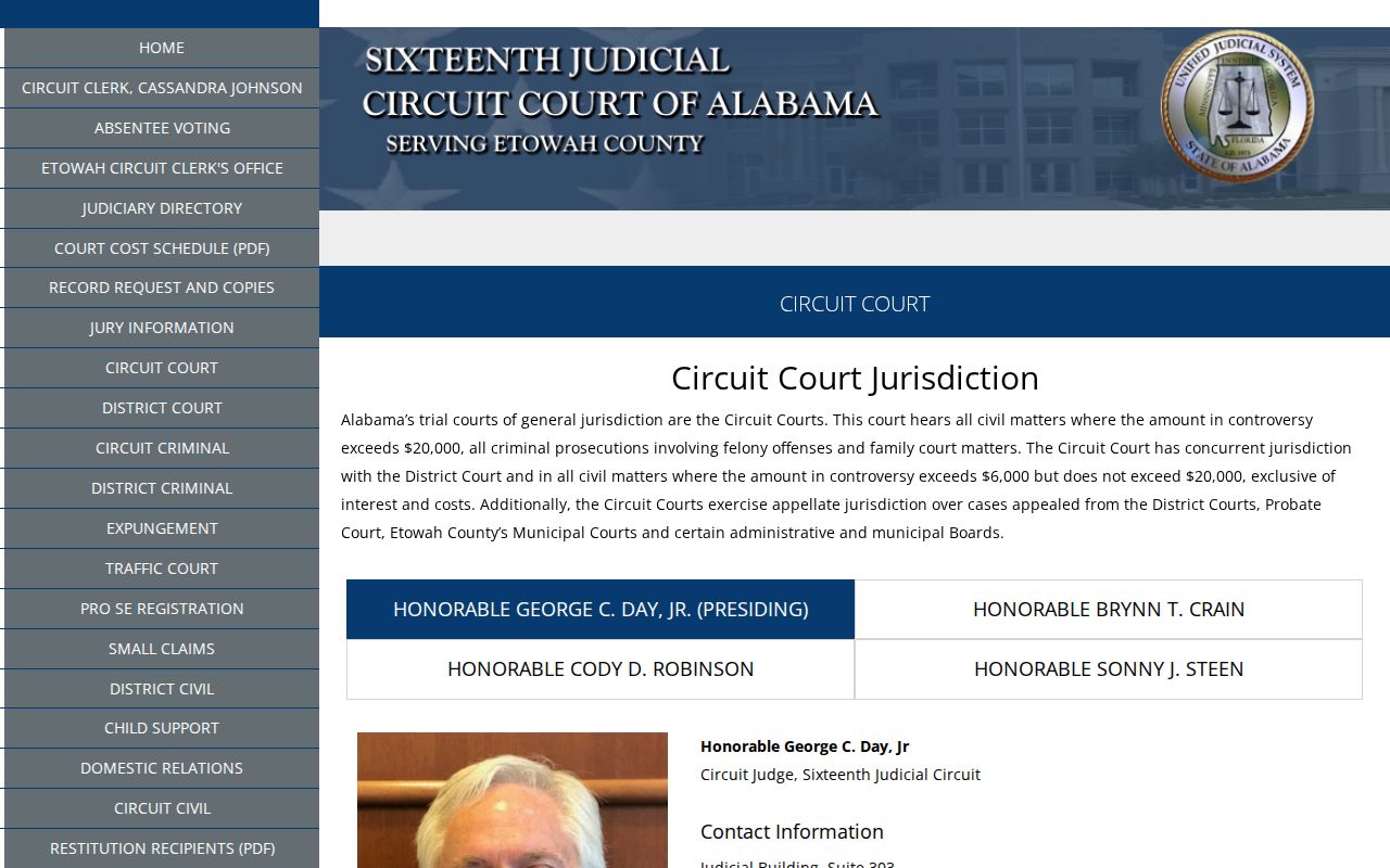 Etowah County court records circuit court jurisdiction