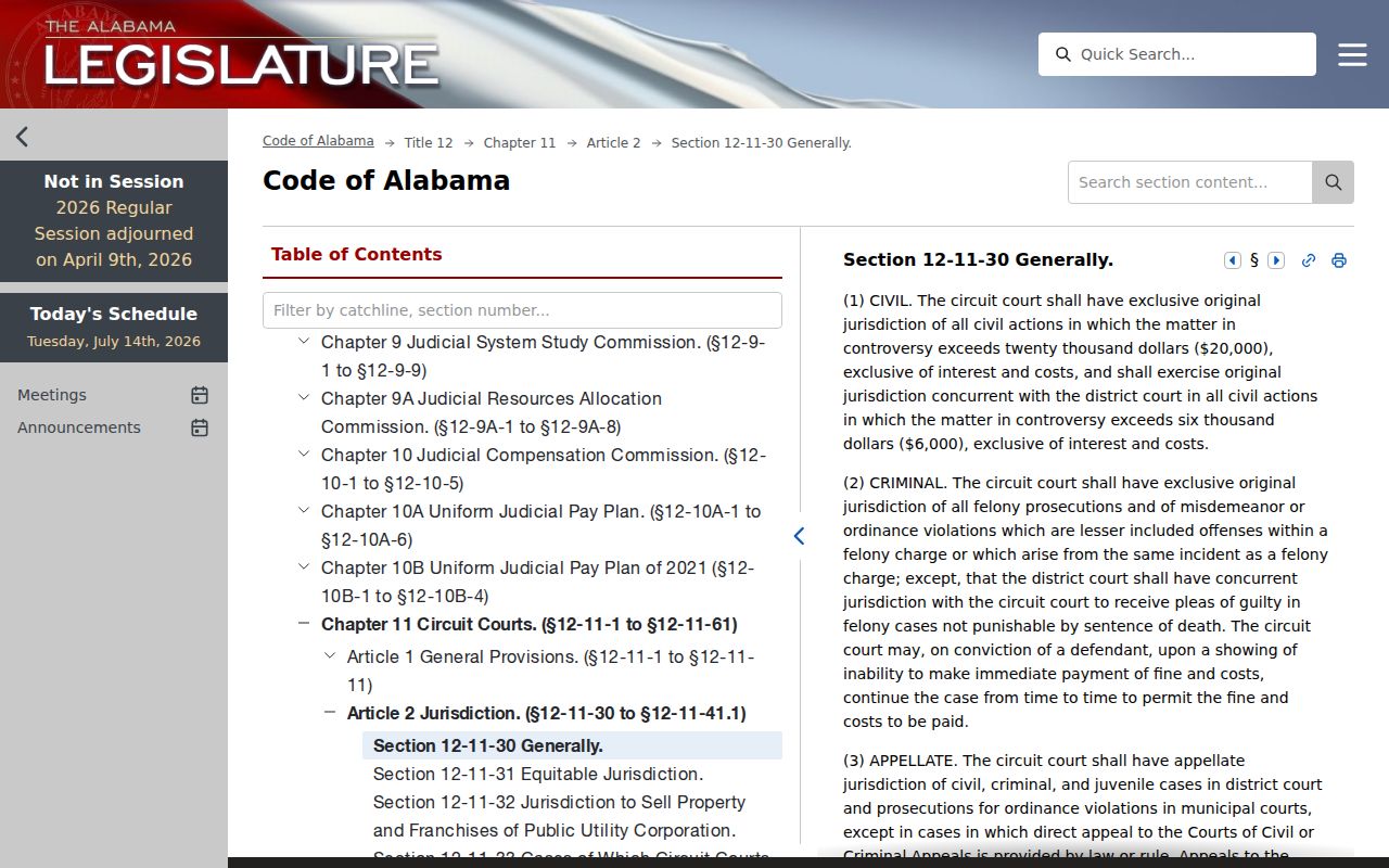 Etowah County District Court appeal path to Circuit Court statute