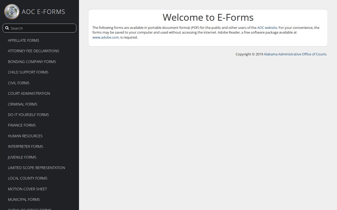 Etowah County court records Alabama court forms portal