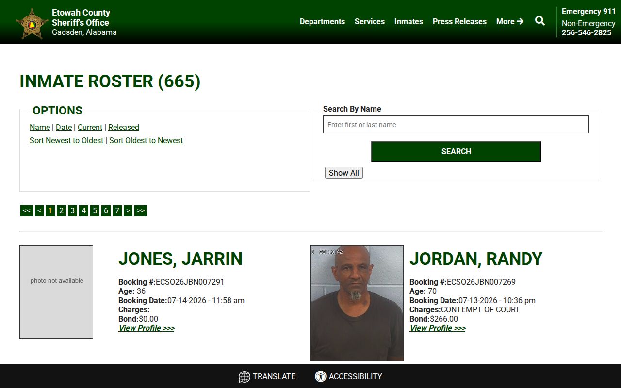 Etowah County inmate roster current inmates search