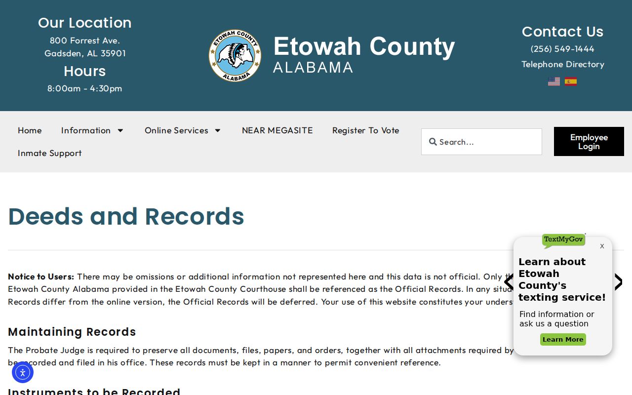 Etowah County probate records deeds and record room page